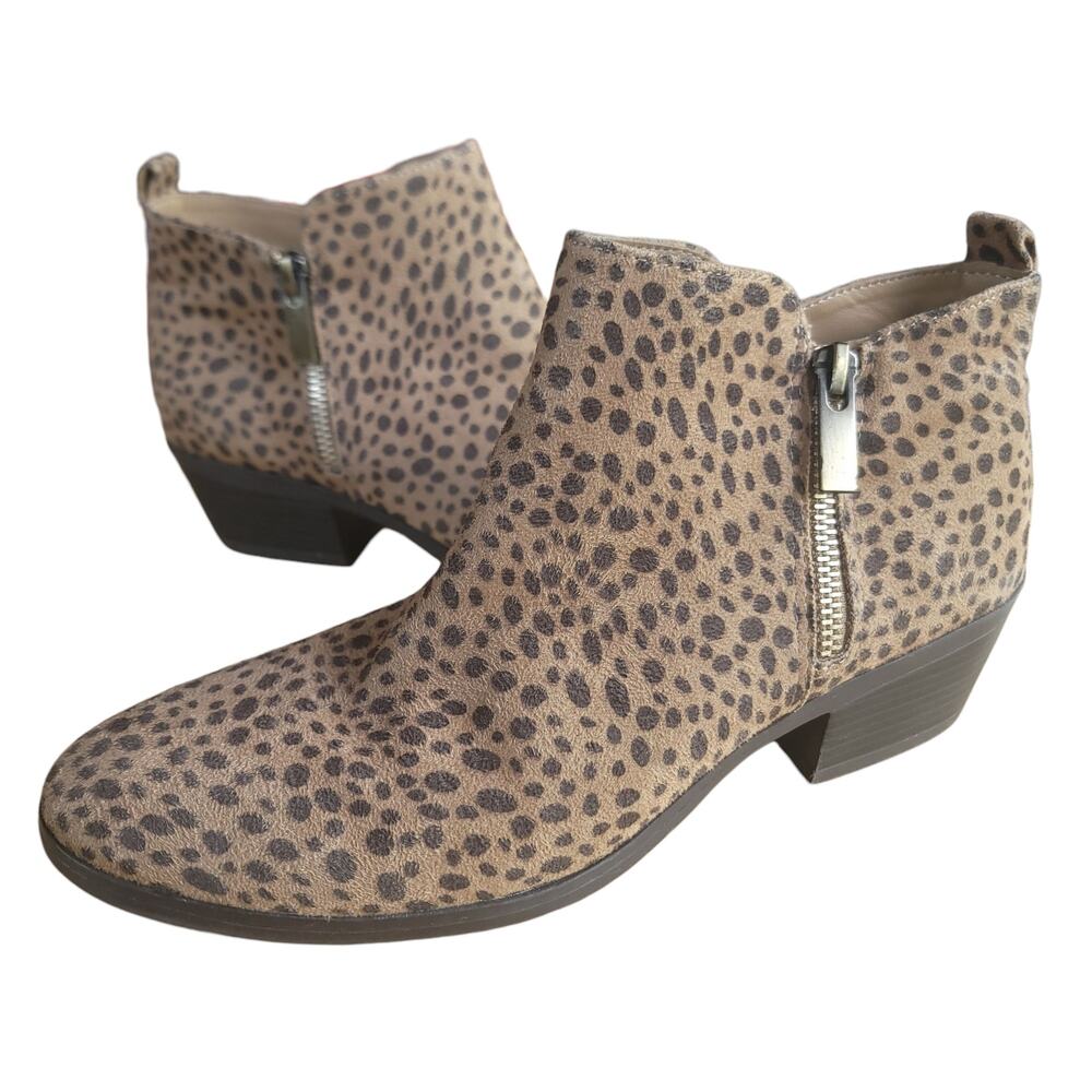 Eva & Zoe Boots Size 8 Women's Cheetah Print Ankle Bootie Shoe Tan